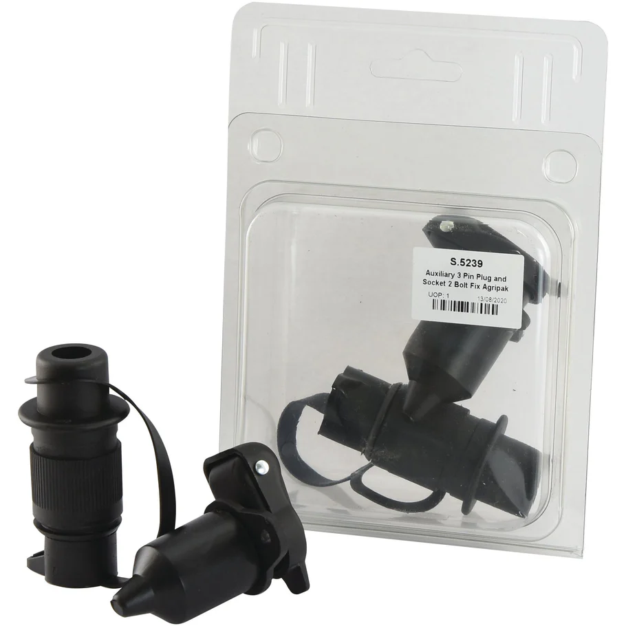 Auxiliary 3 Pin Plug and Socket 2 Bolt Fix Agripak | Sparex Part No.S.5239 0.1 kg